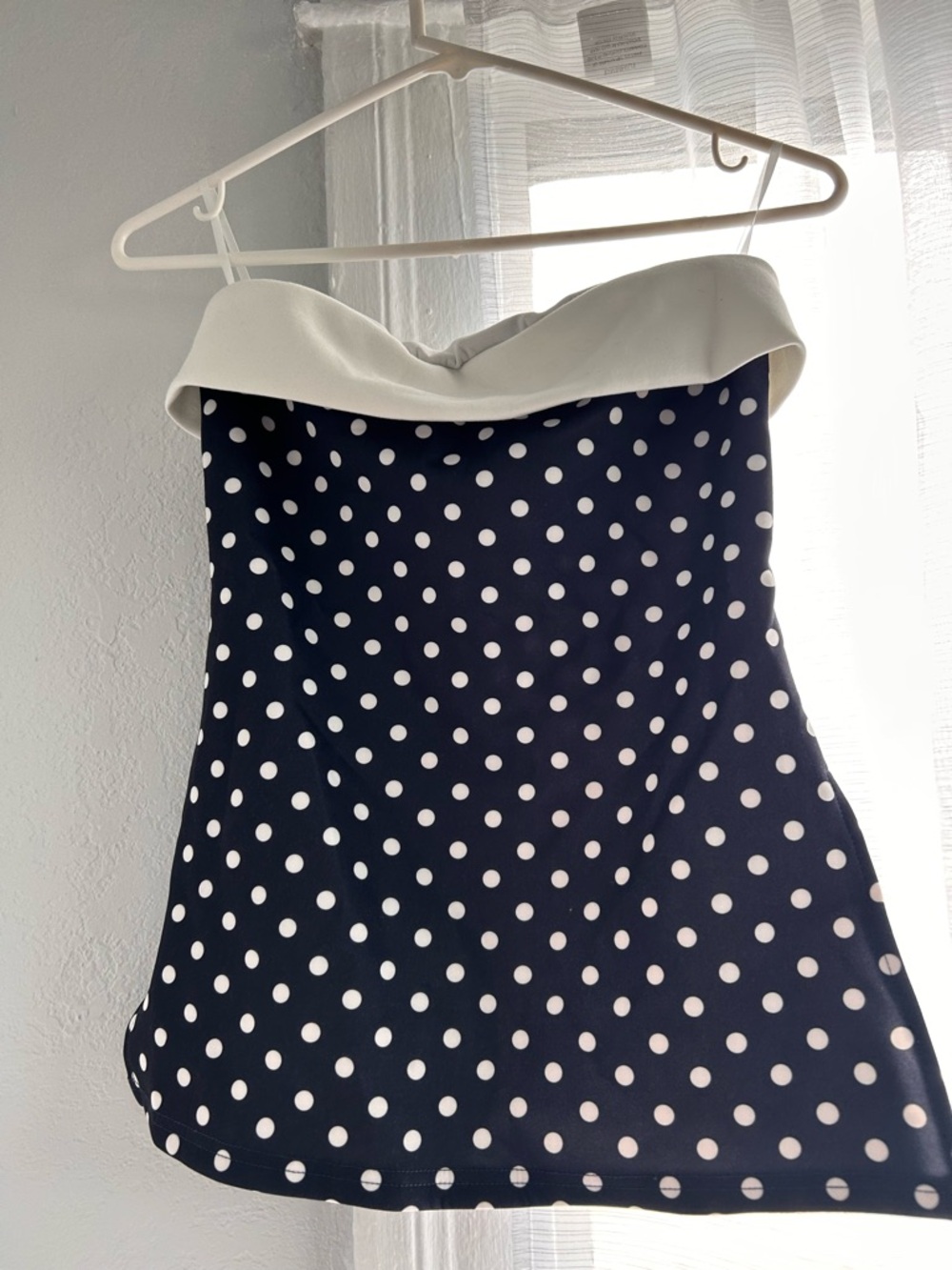 Navy Polka Dot Tube Top